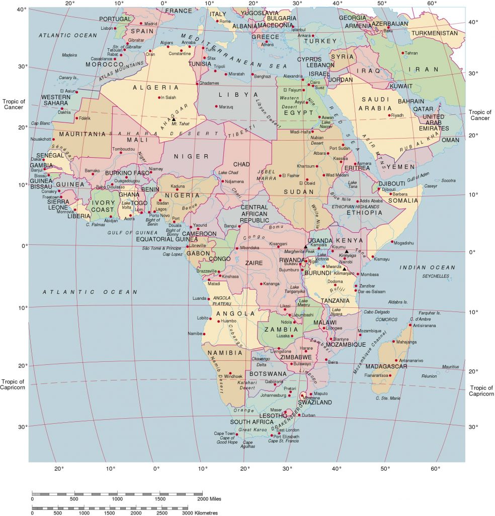 aafrika kaart inglise keeles